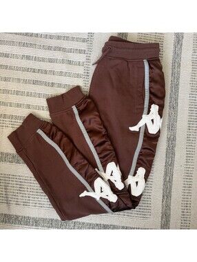 Kappa Omini Logo Track Pants Brown Cotton Medium Sport Joggers Streetwear
